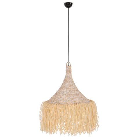 Iluminat - CEILING PENDANT LAMP HM7816 PALM LEAF FIBER FRINGES IN NATURAL COLOR Φ53x45Hcm