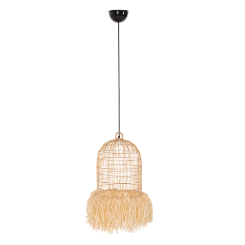 Iluminat - CEILING PENDANT LAMP HM7890 PALM LEAF FIBERS IN NATURAL COLOR Φ35x163Hcm.