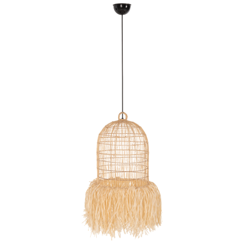 Iluminat - CEILING PENDANT LAMP HM7891 PALM LEAF FIBERS IN NATURAL COLOR Φ30x163Hcm.