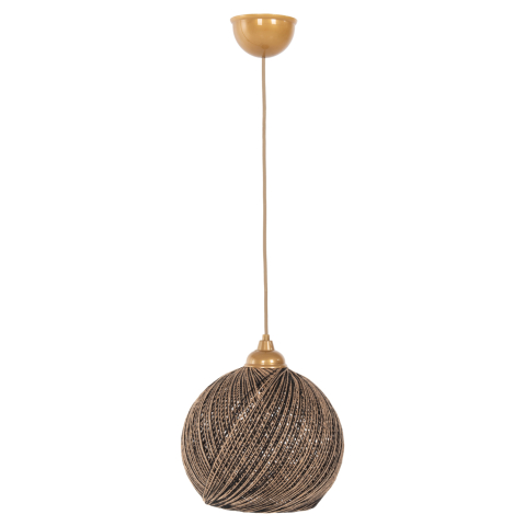 Iluminat - CEILING PENDANT LAMP INDOORS FB97645.01, GOLD BLACK KNITTED ROPE, D24x69 cm.