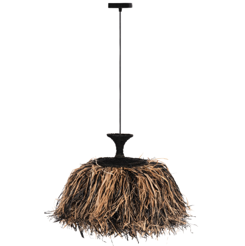 Iluminat - CEILING PENDANT LAMP ORDEM HM4716 SISAL and BANANA FIBERS CAP--BLACK and NATURAL Φ60x50Hcm.