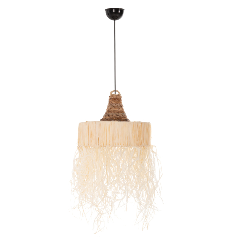 Iluminat - CEILING PENDANT LAMP WITH FRINGES HM7853 DRIED PALM FIBERS Φ41x34Hcm.