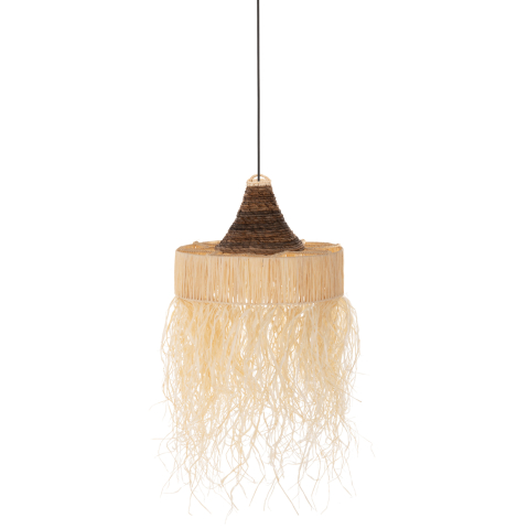 Iluminat - CEILING PENDANT LAMP WITH FRINGES HM7854 DRIED PALM FIBERS Φ51x37Hcm.