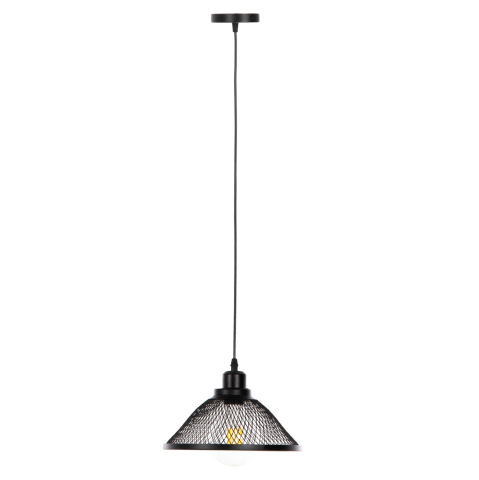 Iluminat - CEILING PENDANT LUMINAIRE HM4102 BLACK METAL MESH CAP Φ25x115Hcm.