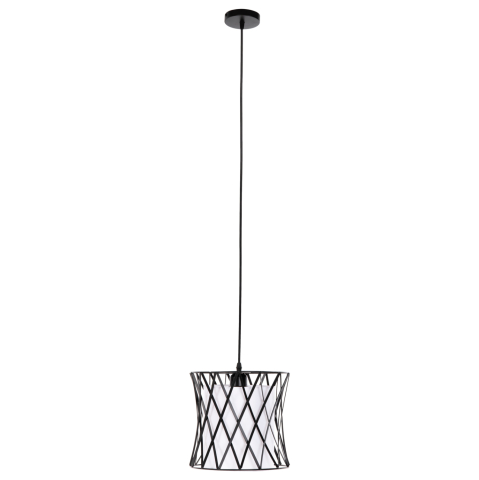 Iluminat - CEILING PENDANT LUMINAIRE HM4106 BLACK METAL-WHITE SYNTHETIC FABRIC Φ25x120Hcm.