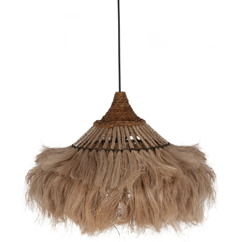 Iluminat - CEILING PENDANT MADE OF ABACA FIBERS IN NATURAL COLOR 40x40x40-80Hcm.HM7806