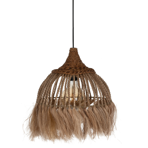 Iluminat - CEILING PENDANT MADE OF MANILA HEMP WITH FRINGES NATURAL COLOR 36x36x45Hcm.HM7751