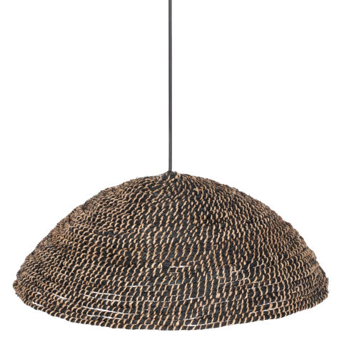 Iluminat - CEILING PENDANT MADE OF RECYCLED ABACA IN BLACK COLOR Φ49x15Hcm.HM7783
