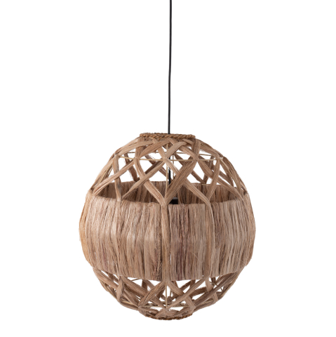 Iluminat - CEILING PENDANT SPHERICAL WITH ABACA FIBERS IN NATURAL 44x44x46-80Hcm.HM7779