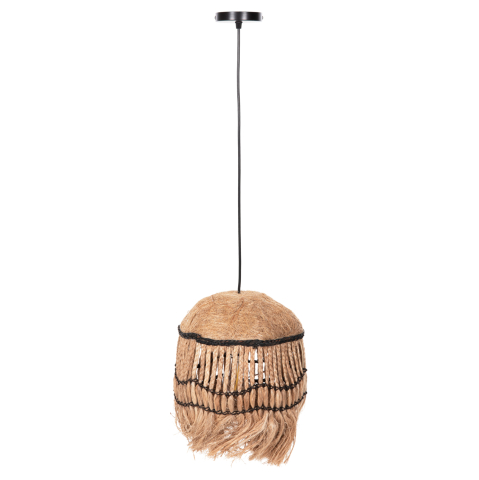 Iluminat - CEILING PENDANT SPHERICAL WITH FRINGES ABACA FIBERS IN NATURAL COLOR Φ28x32-120Hcm.HM7805