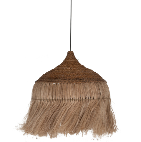 Iluminat - CEILING PENDANT WITH FRINGES ABACA FIBERS AND ROPE NATURAL COLOR 50x50x50Hcm.HM7754