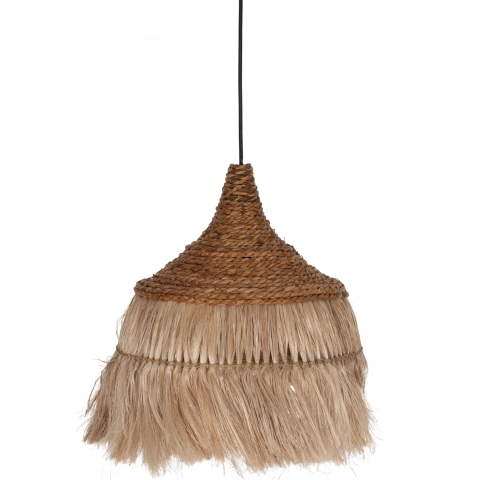 Iluminat - CEILING PENDANT WITH FRINGES MADE OF ABACA IN NATURAL COLOR 36x36x40Hcm.HM7753