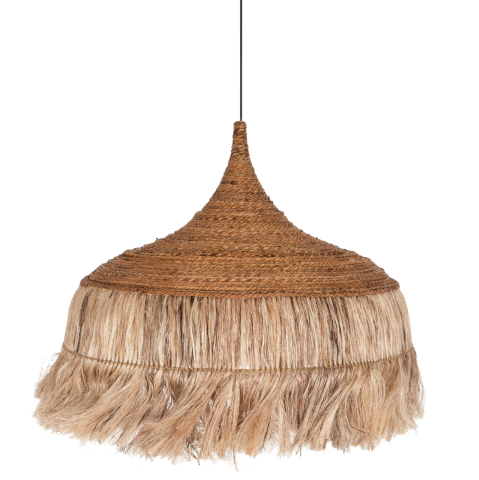 Iluminat - CEILING PENDANT WITH FRINGES MADE OF ABACA IN NATURAL COLOR 80x80x70Hcm.HM7755