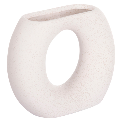 Decoratiuni - CERAMIC TABLE DECOR ELLIPTO HM4646.01 OFF WHITE WITH CRYSTALLIZATION 18x6.5x14Hcm.