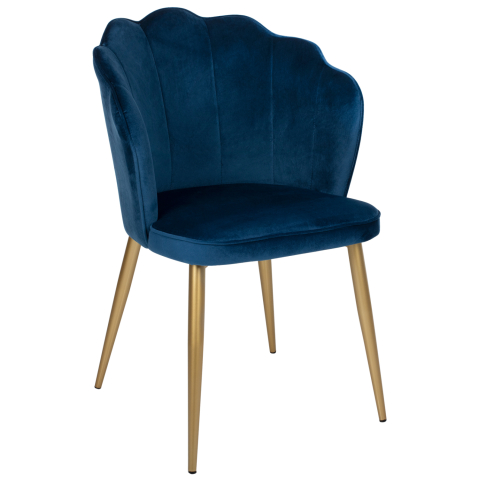 Interior - CHAIR AVIE HM8737.08 METALLIC WITH BLUE VELVET AND GOLDEN LEGS 48x48x85Ηcm.