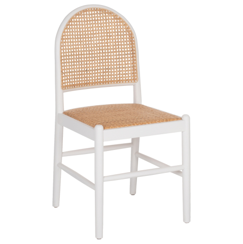 Interior - CHAIR BEECH WOOD WHITE-RATTAN BEIGE HM9407.03 43x50x87Hcm.