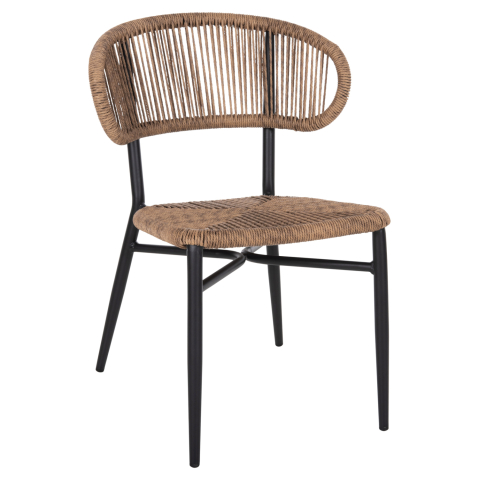 Scaune - Fotolii - CHAIR EULO HM6049.02 ALUMINUM IN BLACK-SYNTHETIC RATTAN