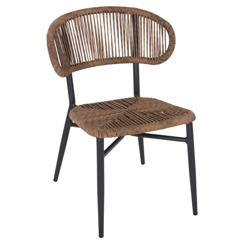 Scaune - Fotolii - CHAIR EULO HM6049.03 ALUMINUM IN ANTHRACITE-SYNTHETIC RATTAN IN GREY 49x60x78Hcm