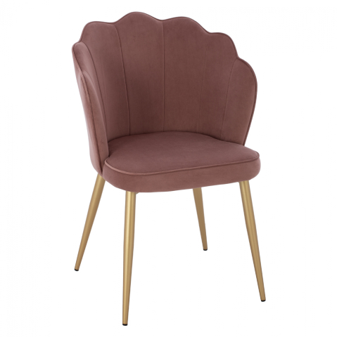 Interior - CHAIR HM8737.02 VELVET DUSTY PINK WITH METAL GOLD FRAME 48x48x85 cm.