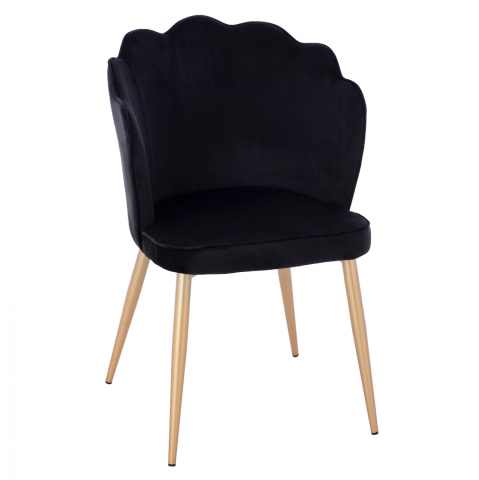 Interior - CHAIR HM8737.04 VELVET BLACK WITH METAL GOLD FRAME 48x48x85 cm.