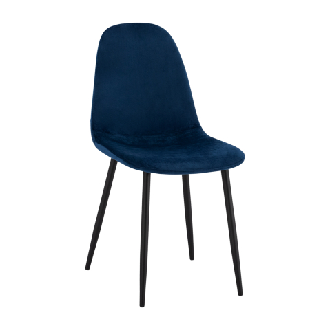 Interior - Chair Leonardo Velvet Blue with Metallic Legs HM00100.08 43x54x88 cm.