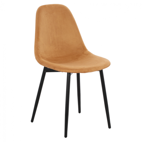 Interior - CHAIR LEONARDO VELVET GOLD WITH METAL LEGS 45x47x87Y cm. ΗΜ00100.09