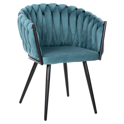 Fotolii - CHAIR LUANDA HM8741.05 TURQUOISE VELVET-BLACK METALLIC LEGS 62x54x79Hcm.
