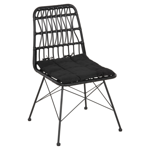 Scaune - Fotolii - CHAIR OUTDOOR ALLEGRA HM5453.12 METAL-CUSHION-WICKER IN BLACK 52x52x83.5Hcm.