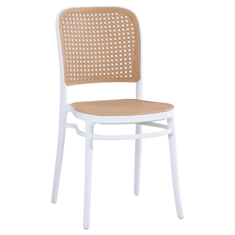 Interior - CHAIR POLYPROPYLENE FLOW HM5937.01 WHITE WITH BEIGE SEAT AND BACKREST 41x53x85.5Hcm.