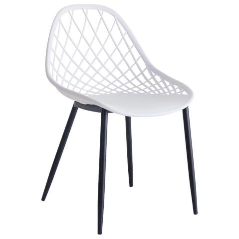 Interior - CHAIR POLYPROPYLENE HM9524.01 IN WHITE COLOR WITH BLACK METAL LEGS 52x53x82Hcm.