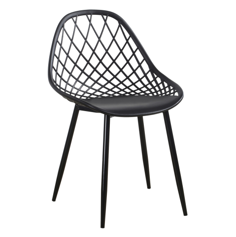 Interior - CHAIR POLYPROPYLENE HM9524.02 BLACK WITH MATTE BLACK METAL LEGS 52x53x82Hcm.