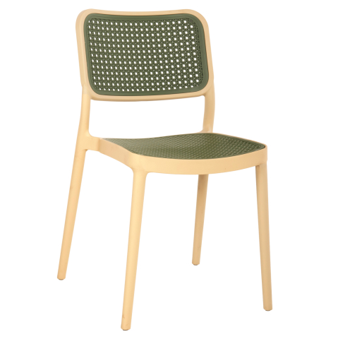 Scaune - Fotolii - CHAIR POLYPROPYLENE MEKO HM5934.04 BEIGE AND OLIVE GREEN 51x52x80Hcm.