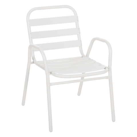 Scaune - Fotolii - CHAIR PRELUDE HM5970.02 METAL FRAME-ALUMINUM SEAT and BACKREST-WHITE 54x56x79Hcm.
