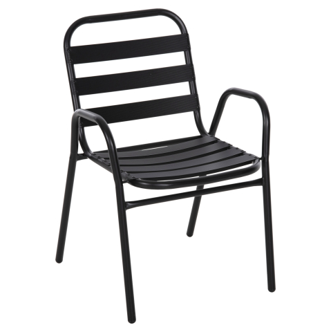 Scaune - Fotolii - CHAIR PRELUDE HM5970.03 METAL FRAME-ALUMINUM SEAT and BACKREST-BLACK 54x56x79Hcm.