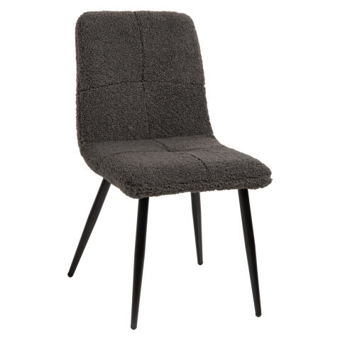 Interior - CHAIR SHELLY HM8590.01 TEDDY FABRIC IN GREY-BLACK METAL LEGS 48x64x87Hcm.