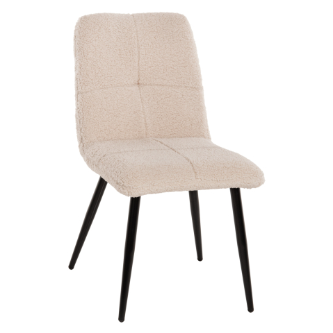 Interior - CHAIR SHELLY HM8590.02 TEDDY FABRIC IN WHITE-BLACK METAL LEGS 48x64x87Hcm.