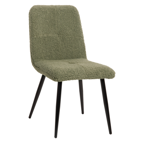 Interior - CHAIR SHELLY HM8590.03 TEDDY FABRIC IN PISTACHIO GREEN-BLACK METAL LEGS 48x64x87Hcm.