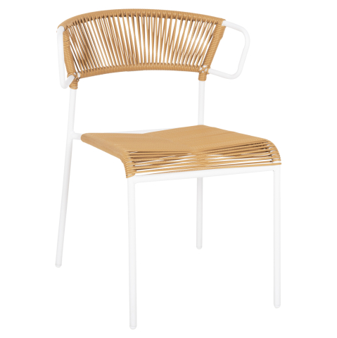 Scaune - Fotolii - CHAIR SUKI HM6053.01 METAL IN WHITE AND SYNTHETIC RATTAN IN NATURAL COLOR 54x62x80Hcm.