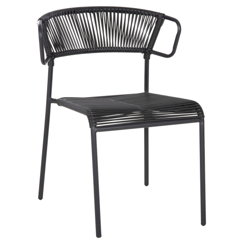 Scaune - Fotolii - CHAIR SUKI HM6053.02 METAL AND SYNTHETIC RATTAN IN BLACK COLOR 54x62x80Hcm.