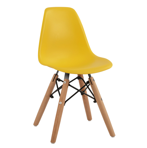 Camera copiilor - Chair Twist Kid HM8453.04 with wooden legs and seat Yellow PP 30,5x33x59 cm