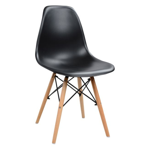 Interior - Chair with wooden legs and seat Twist PP black HM8460.02 46x50x82 cm