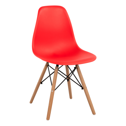 Fotolii - Chair with wooden legs and seat Twist PP Red HM8460.04 46x50x82 cm