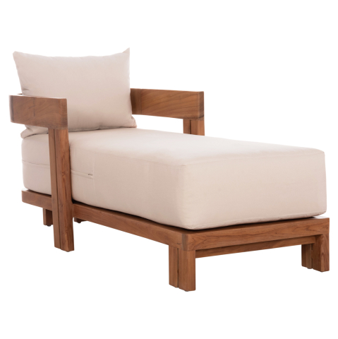 Sezlong-uri - CHAISE LOUNGE WITH CUSHIONS SERIES KIOTO HM6385 TEAK WOOD IN NATURAL 165x70x64Hcm.
