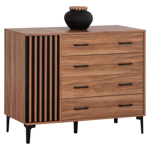Sertare - Toalete - CHEST OF DRAWERS SERIES HARRY HM18009.01 MELAMINE IN NATURAL WOOD COLOR AND BLACK 110x46x87.5Υcm.