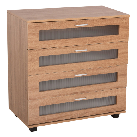 Sertare - Toalete - CHEST OF DRAWERS THORGAN HM9880.01 MELAMINE IN SONAMA-4 DRAWERS 80Χ40Χ83Hcm.