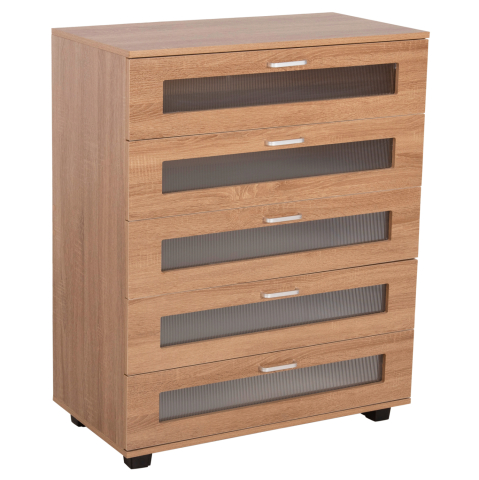 Sertare - Toalete - CHEST OF DRAWERS THORGAN HM9881.01 MELAMINE IN SONAMA-5 DRAWERS 80Χ40Χ100Hcm.