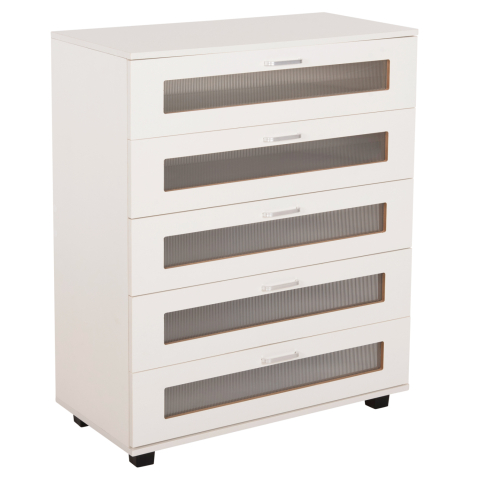 Sertare - Toalete - CHEST OF DRAWERS THORGAN HM9881.03 MELAMINE IN WHITE-5 DRAWERS 80Χ40Χ100Hcm.