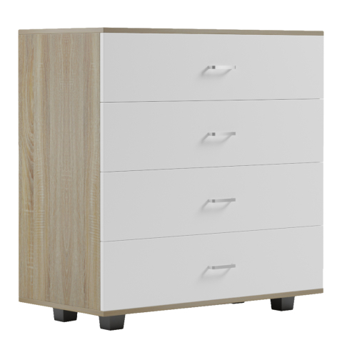 Sertare - Toalete - CHEST OF DRAWERS WITH 4 DRAWERS THORG HM8996.04 MELAMINE IN SONAMA-WHITE 80x40x83Hcm.