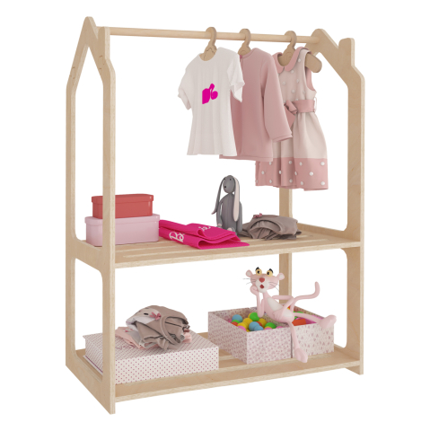 Camera copiilor - CHILDREN'S HANGER SANI HM18225.03 BIRCH WOOD IN NATURAL COLOR 86x49x110Hcm.