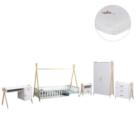 Pachete pentru copii - CHILDREN'S ROOM 6PCS SET PACK PASCHAL HM21337 PINE WOOD--MELAMINE-WHITE